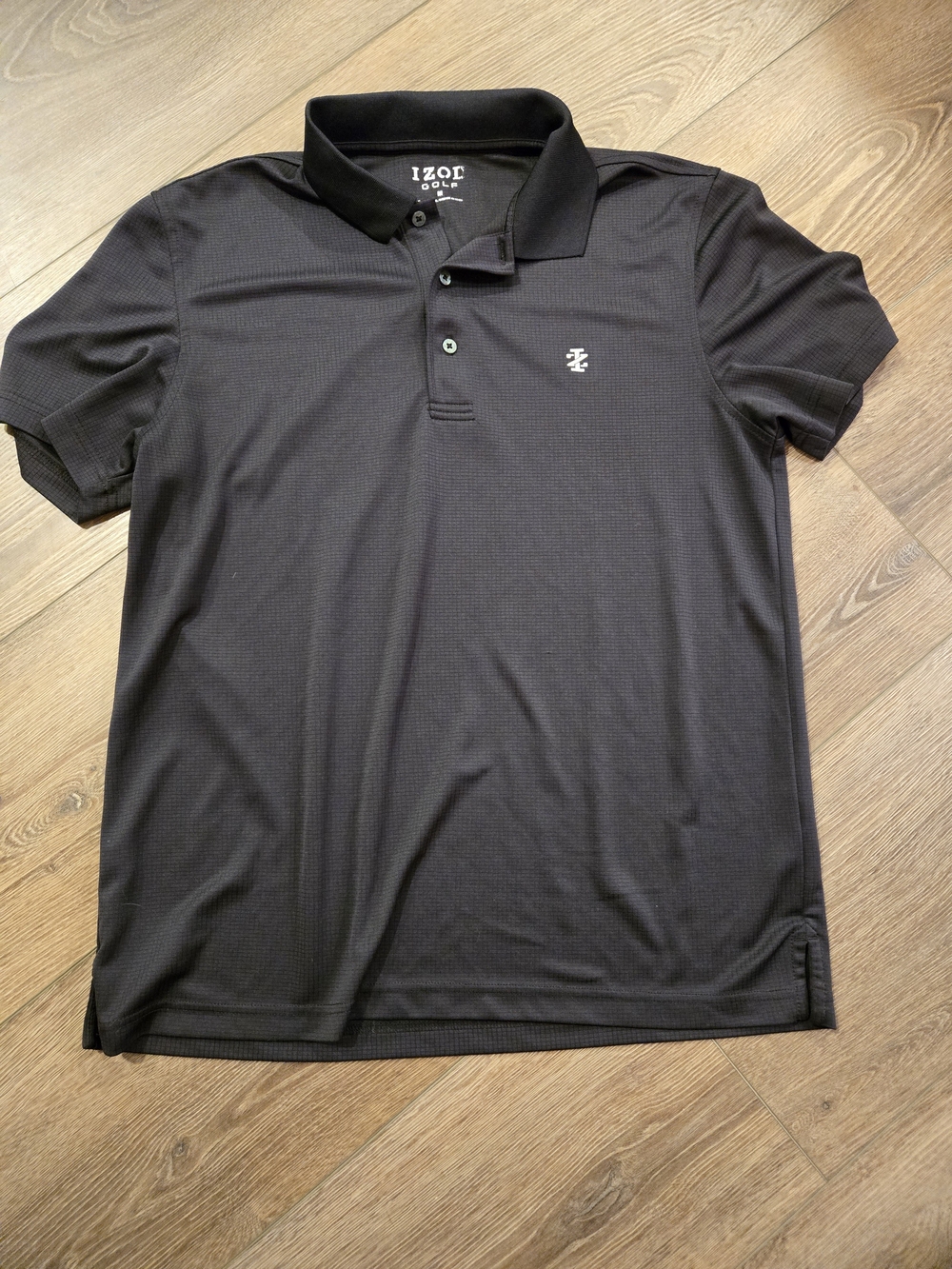 Izod Black Golf Performance Polo with Subtle Texture
